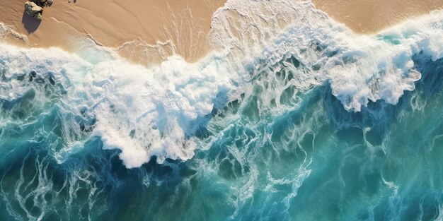 Photo ai generated ai generative top aerial drone air above view of ocean waves beach island vacation