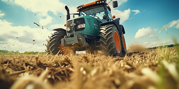 Foto ai generato ai generative tractor mietitrebbia macchina raccolto campo agricoltura natura all'aperto