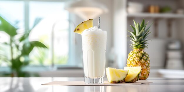 Ai generated ai generative tropical summer exotic traditional cocktail alcohol pina colada