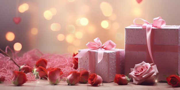 AI Generated AI Generative Valentine romantic love decoration party holiday gift present xmas box