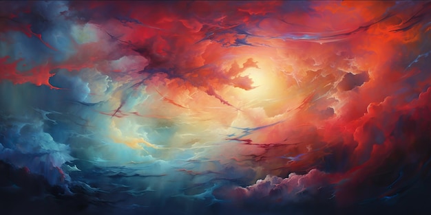 Ai generated ai generative vibrant color clouds sky abstract decorative background