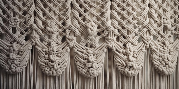 AI Generated AI Generative Vintage handgemaakt kunstwerk macrame met touwknopen decor