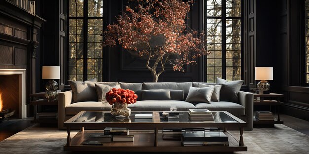 AI Generated AI Generative Vintage moderne klassieke luxe elegante woonkamer interieurontwerp