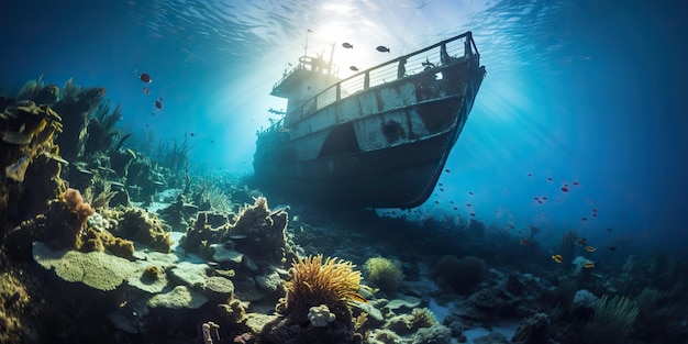 AI Generated AI Generative Under water sea ocean scuba difing adventures Underwater explore