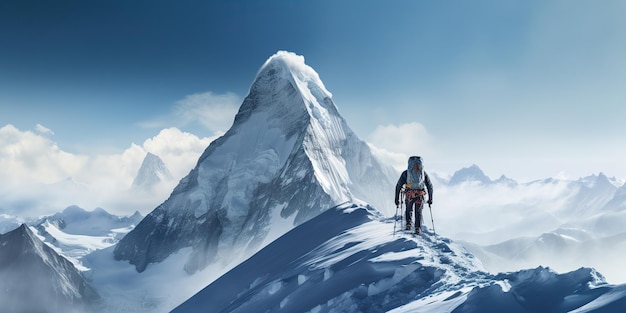 AI Generated AI Generative Winter snow ice mountain hiking trekking exploration adventure active lifestyle motivation landscape background Graphic Art