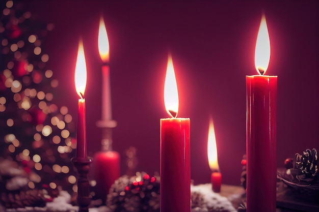 Ai generated artwork of christmas candles and decorations