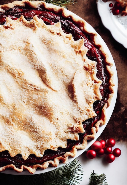 Foto ai ha generato un'opera d'arte di una deliziosa torta di natale su un tavolo