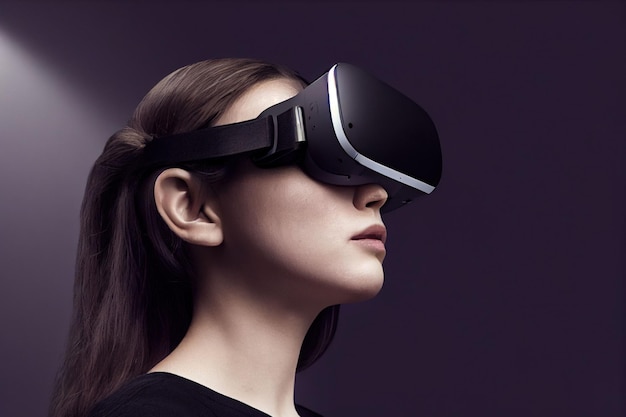 ИИ создал изображение женщины в VR-шлеме в студии