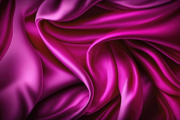 AI generated beautiful elegant pink soft silk satin fabric background with waves and folds