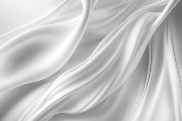 AI generated beautiful elegant white soft silk satin fabric background with waves and folds