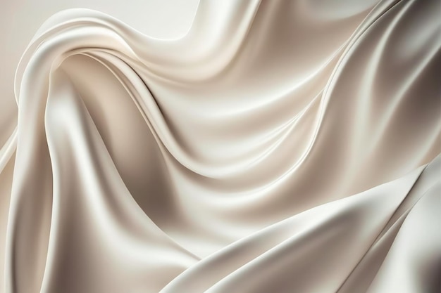 AI generated beautiful elegant white soft silk satin fabric background with waves and folds