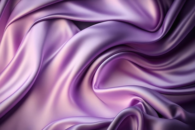 AI создал красивый изумрудно-фиолетовый мягкий шелковый атласный фон с волнами и складками