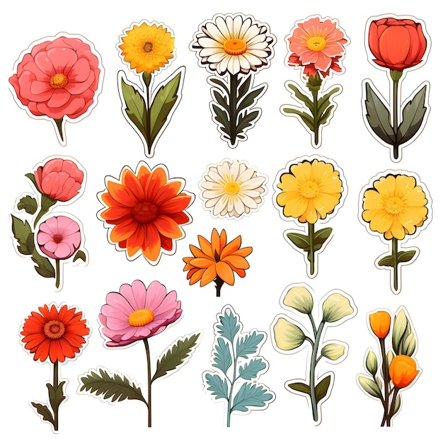 Ai Generated beautiful flower stickers