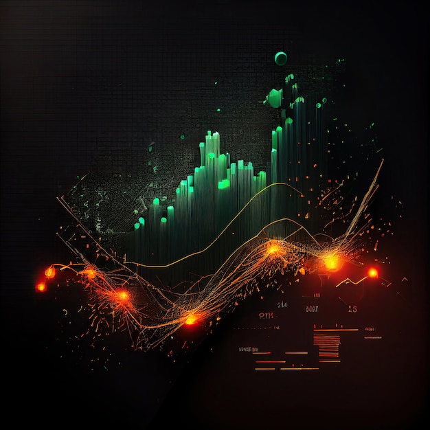 Photo ai generated business candle stick graph chart of stock market investment trading