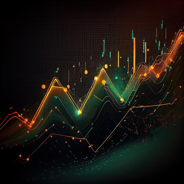 Ai generated Business candle stick graph chart of stock market investment trading