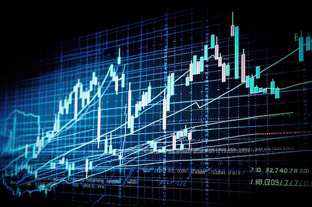 Ai generated Business candle stick graph chart of stock market investment trading