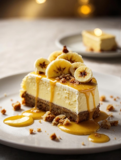 AI generated Capturing the Artistry of Caramelized Banana Cheesecake