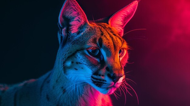 Photo ai generated caracal neon colors image
