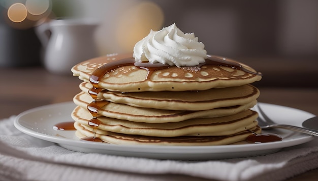 AI generated close up delicious pancake with syrup