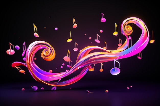 Photo ai generated colorful music note background