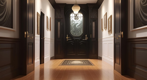 Photo ai generated complete set of yin yang style house interiors version 1 corridor v7