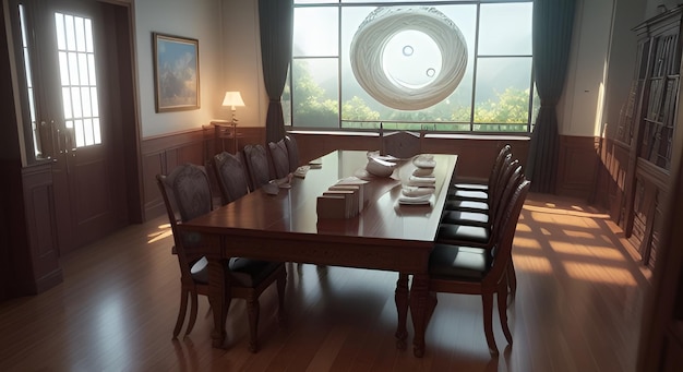 AI generated complete set of Yin Yang Style House interiors version 1 Dining Room V20