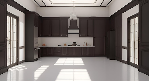 AI generated complete set of Yin Yang Style House interiors version 1 Kitchen V12
