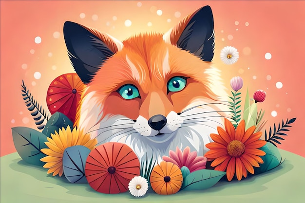 AI Generated Cute Fox Illustration