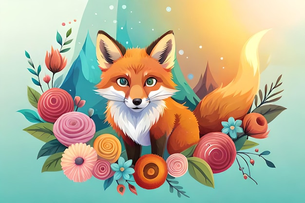 AI Generated Cute Fox Illustration