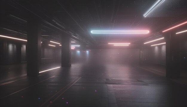 AI generated cyberpunk city futuristic car park