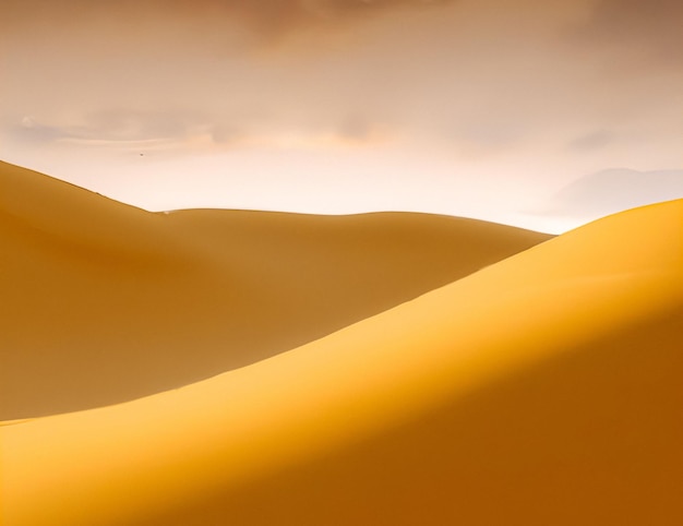 AI가 태양이 뜨는 사막 언덕의 디지털 예술을 생성했습니다.