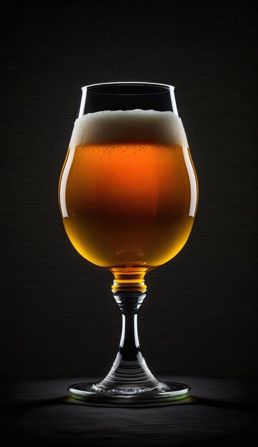 AI generated of draft and craft beer in tall glass by back light at black background