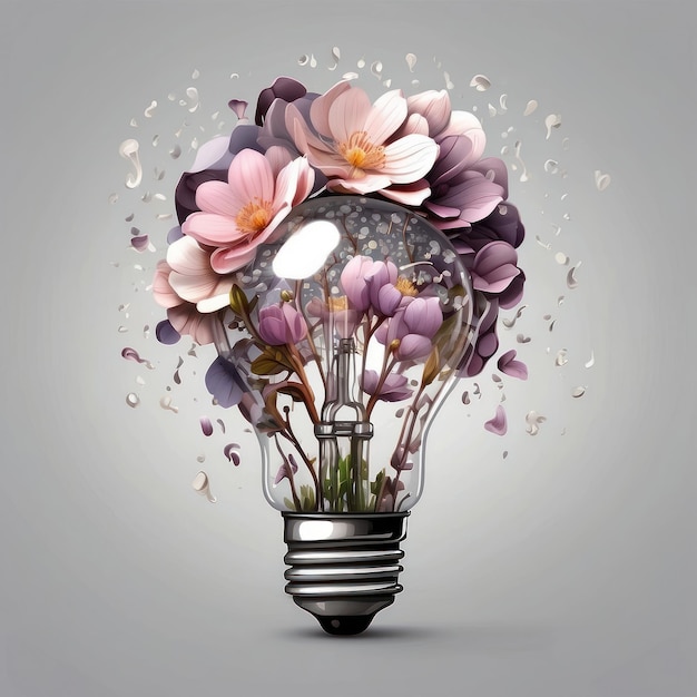 Photo ai generated dreamlike light bulb flower