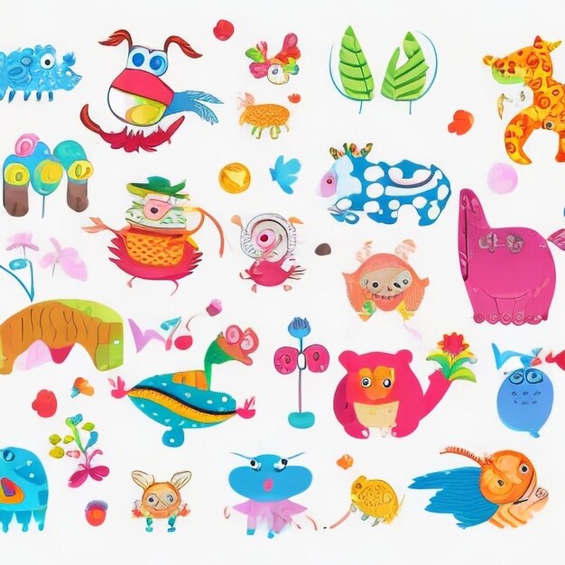 ai generated fairy tale sticker set watercolor clipart baby's animals