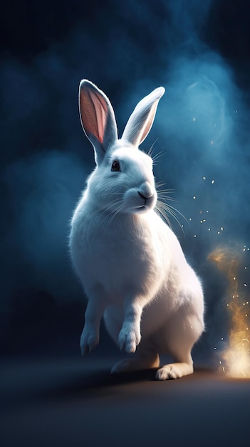 Ai generated fantasy white rabbit mid autumn festive concept