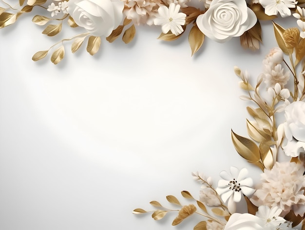 Ai generated floral frame with nice presentation of flowers blank flower frame background
