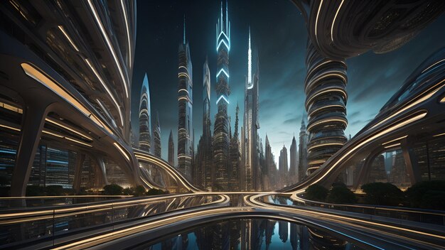 AI generated futuristic cityscape architecture design