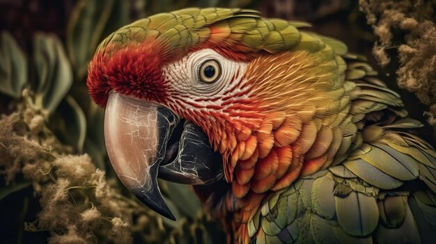 Созданный AI Генеративный AI Реалистичная птица-попугай Может использоваться для украшения Графическое искусство Иллюстрация