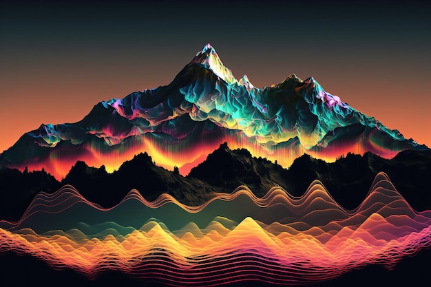 AI Generated Generative AI Syntwave Mountains Future Adventure Exploration 装飾に使用できます サイバーパンク スタイルのイラスト