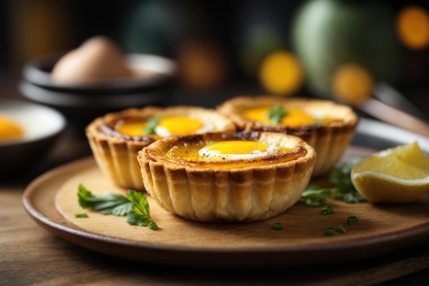 AI generated Gourmet Mastery Capturing Egg Tart Elegance