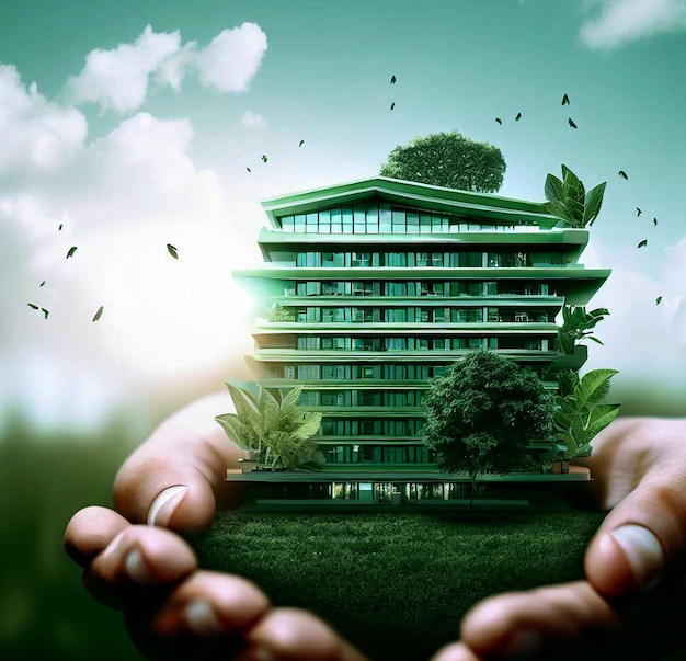 Photo ai generated green buildings in a smart city