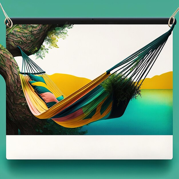 Ai generated hammock with lake view