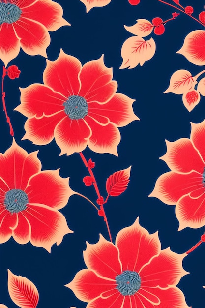 AI generated HD detailed floral pattern digital art multicolor