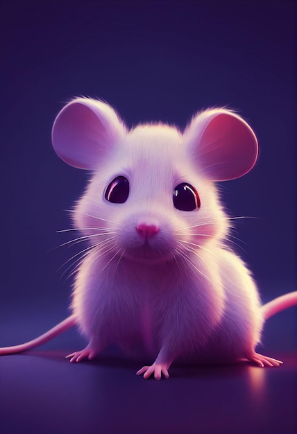 AI-Generated hyper-realistic 3D illustration of a cute adorable mouse