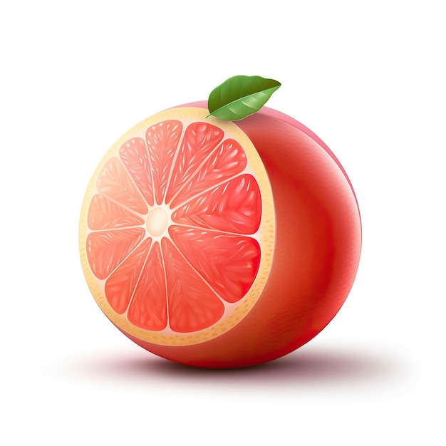 ai generated illustration 3d half of grapefruit isolated white background