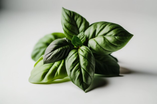 AI generated illustration of basil leaves with isolated on white background