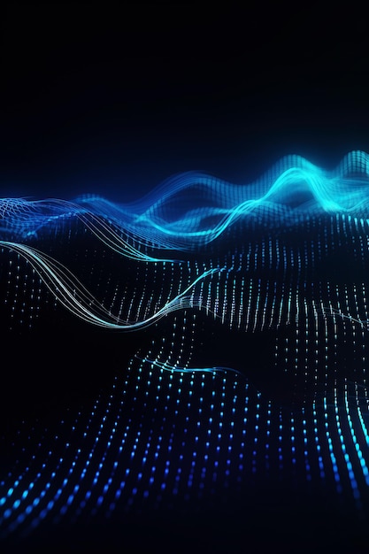 Ai generated illustration beautiful abstract wave technology background with blue light