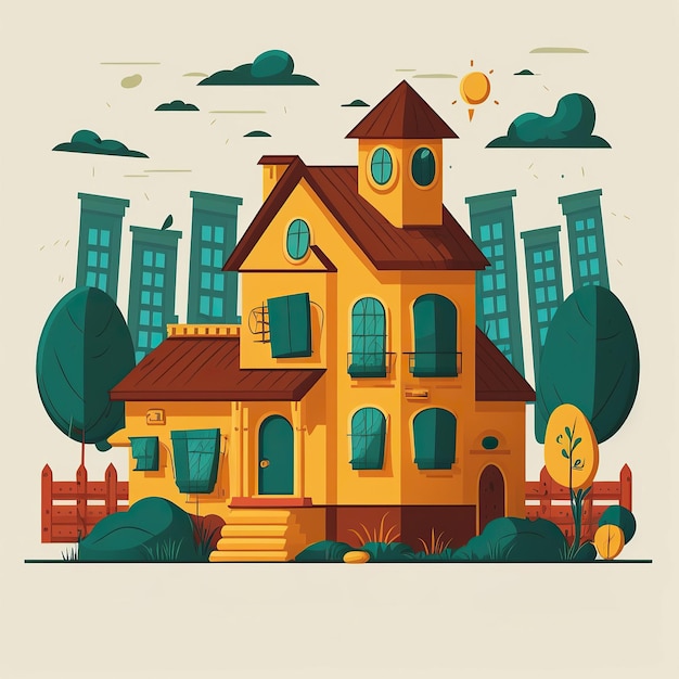 ai generated Illustration beautiful bungalow house