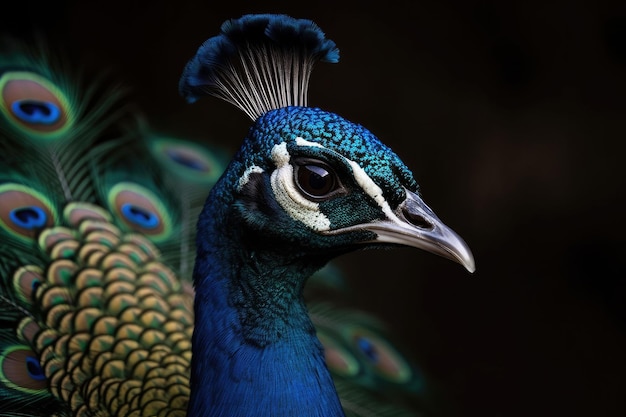 AI generated illustration of a beautiful peacock showing off its stunning plumage