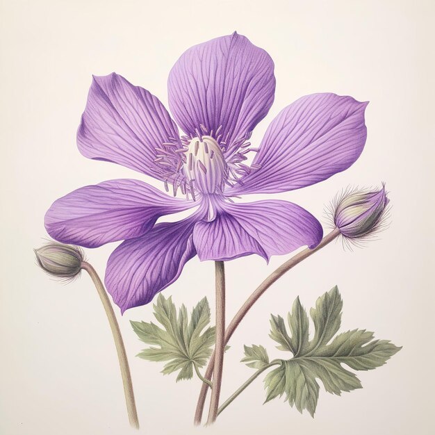 An ai generated illustration of a beautiful, vibrant purple flower with delicate petals against a crisp white backdrop